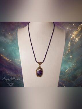 Purple Dahlia Turquoise Gemstone Pendant Necklace 17–19” Artisan Jewelry